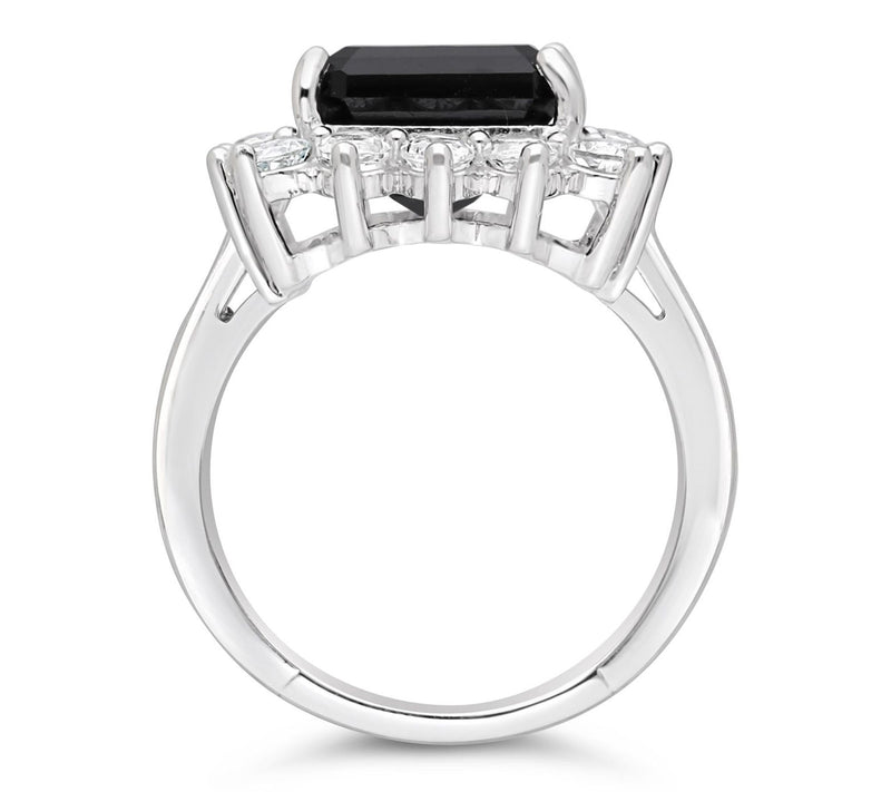 Ariva Sterling Silver Onyx & White Topaz VivienRing — View 3