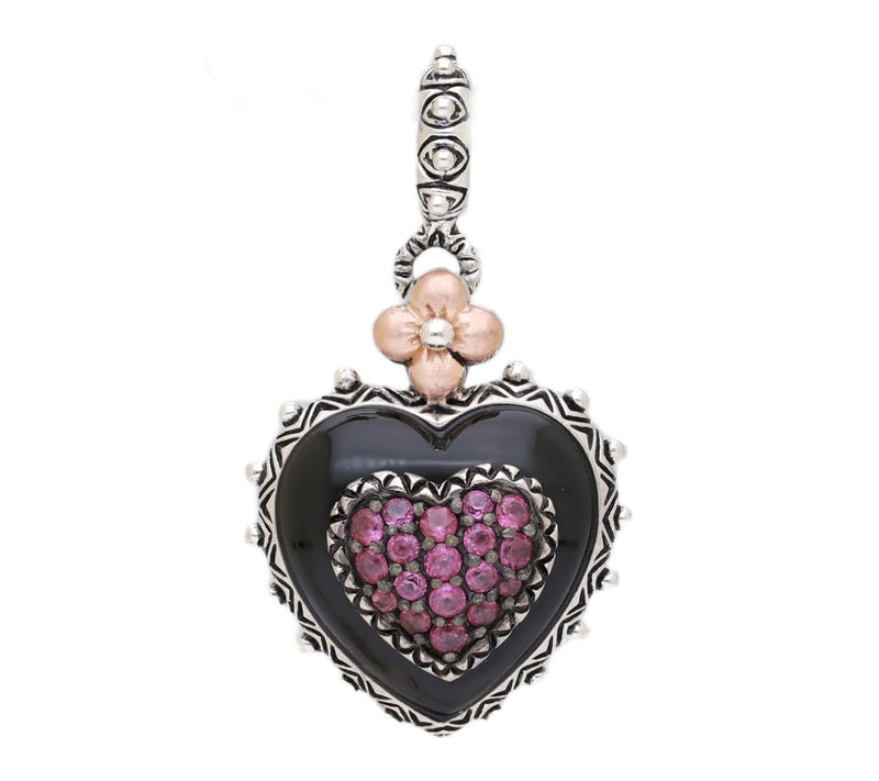 Barbara Bixby Sterling & 18K Onyx & Rhodolite Heart Enhancer — Main view