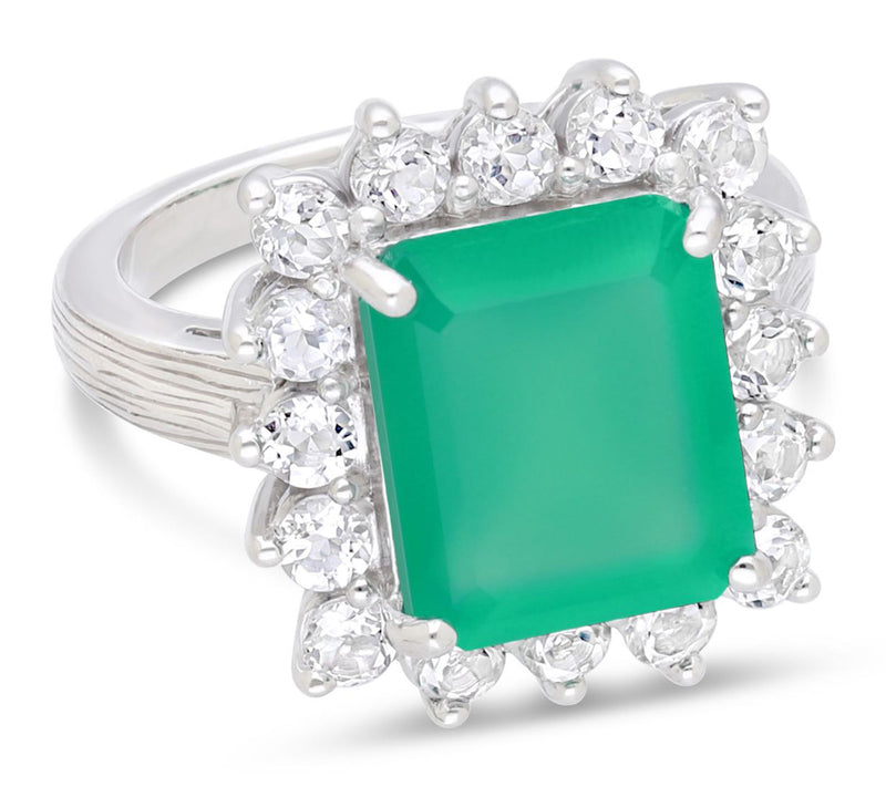 Ariva Sterling Silver Green Chalcedony & TopazVivien Ring — Main view