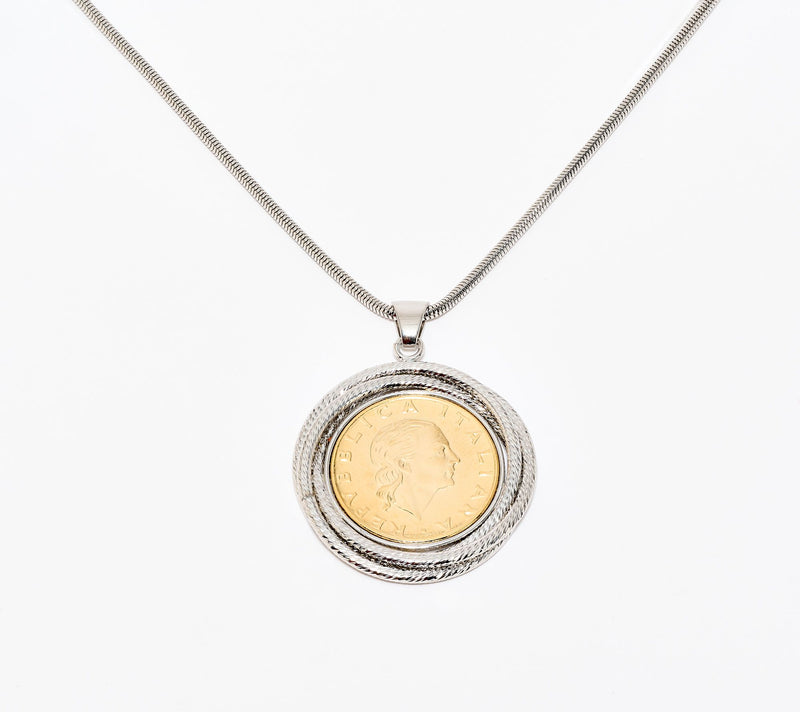 David Markstein Bronze Triple Wrapped 200 Genuine Lira Coin Necklace — View 5