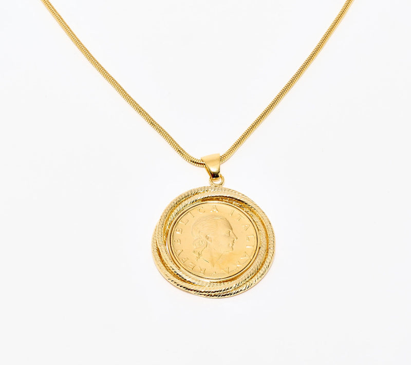 David Markstein Bronze Triple Wrapped 200 Genuine Lira Coin Necklace — View 11