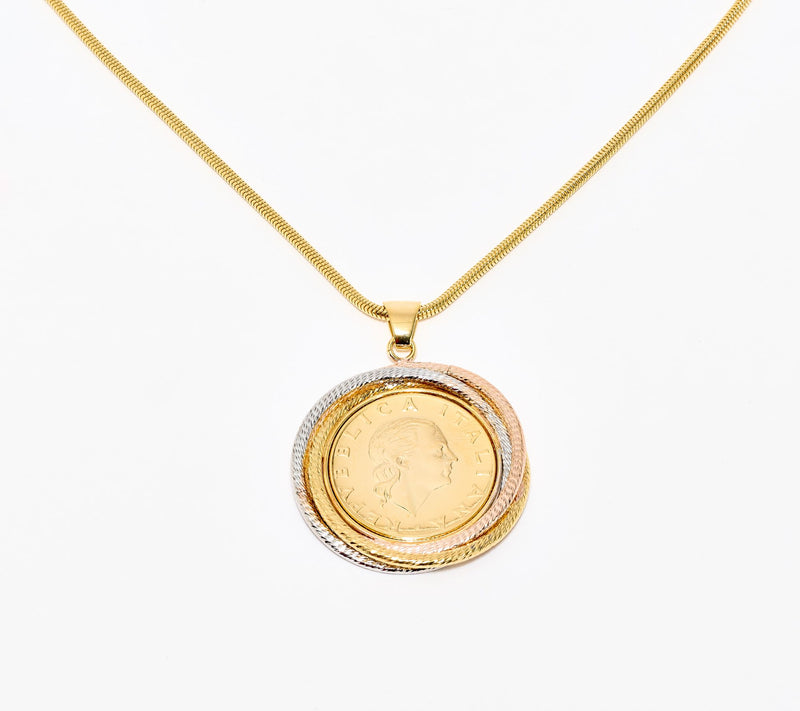 David Markstein Bronze Triple Wrapped 200 Genuine Lira Coin Necklace — Main view