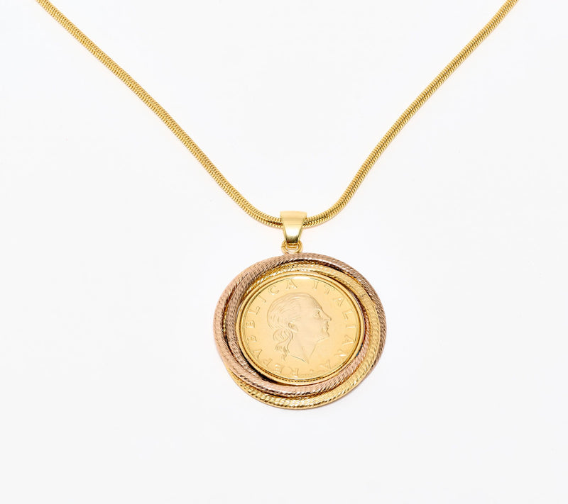 David Markstein Bronze Triple Wrapped 200 Genuine Lira Coin Necklace — View 7