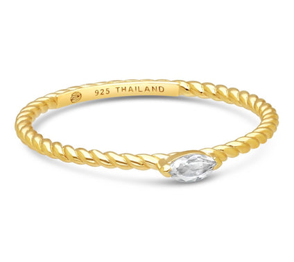 Goddaughters 14K Gold Clad Topaz Marquis TwistStack Ring