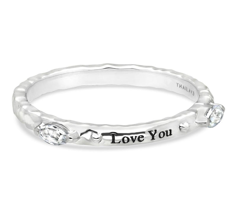 Goddaughters Sterling White Topaz "Love You" Stackable Ring — Main view