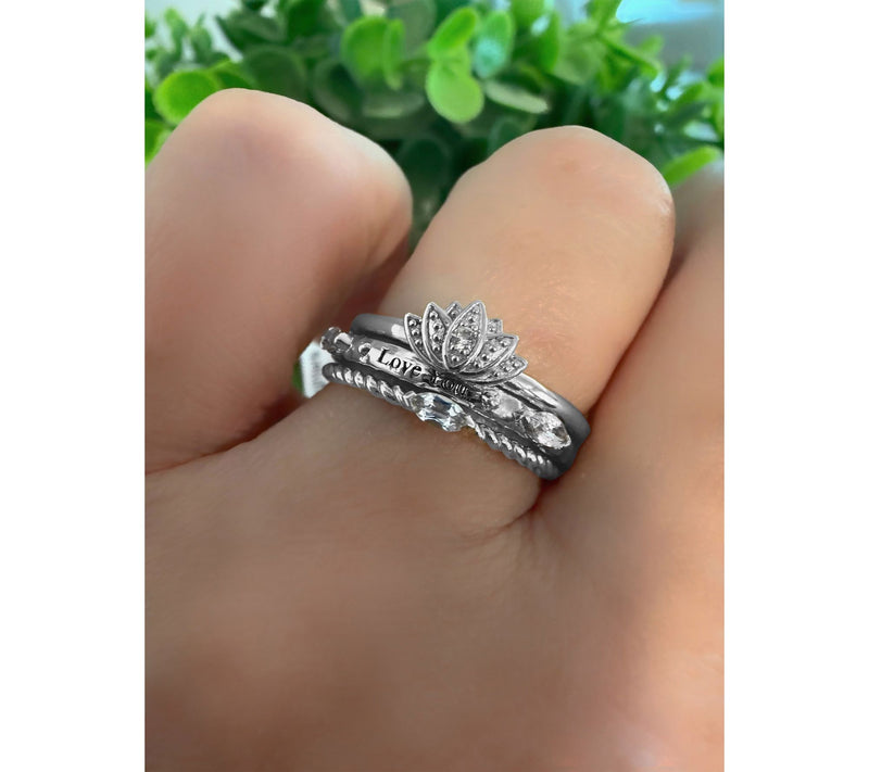 Goddaughters Sterling White Topaz "Love You" Stackable Ring — View 5