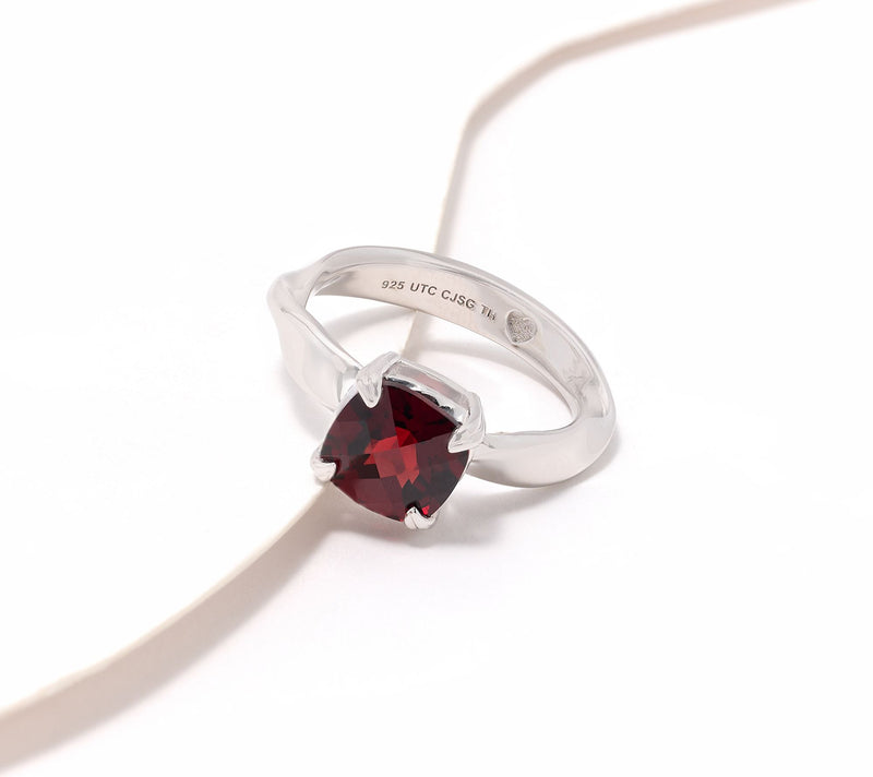 Christian James by Scott Grimes Sterling Ripple Cushion Cut Gemstone Ring — View 10