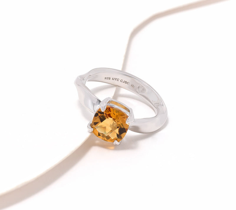 Christian James by Scott Grimes Sterling Ripple Cushion Cut Gemstone Ring — View 11