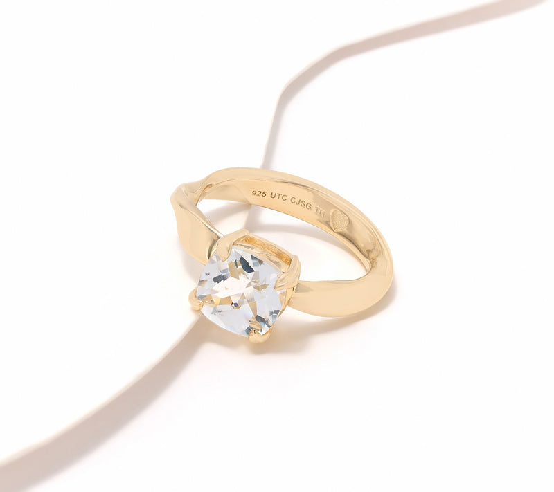 Christian James by Scott Grimes Sterling Ripple Cushion Cut Gemstone Ring — View 3
