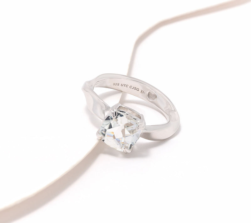 Christian James by Scott Grimes Sterling Ripple Cushion Cut Gemstone Ring — View 13