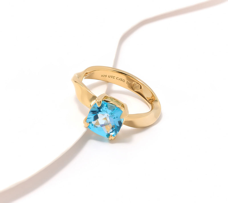 Christian James by Scott Grimes 14K Clad Ripple Cushion Cut Gemstone Ring — View 11