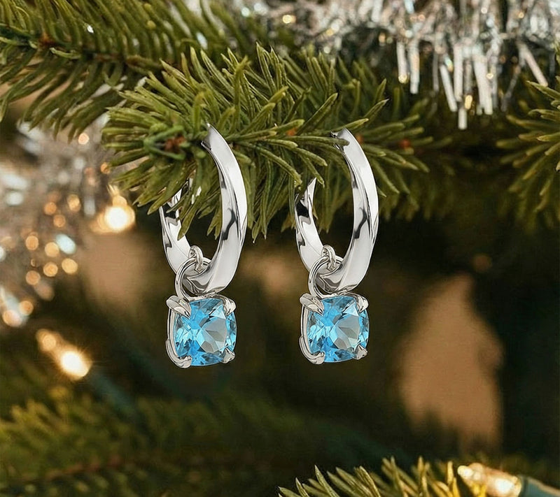 Christian James by Scott Grimes Sterling Ripple Gemstone Drop Hoop Earrings — View 11