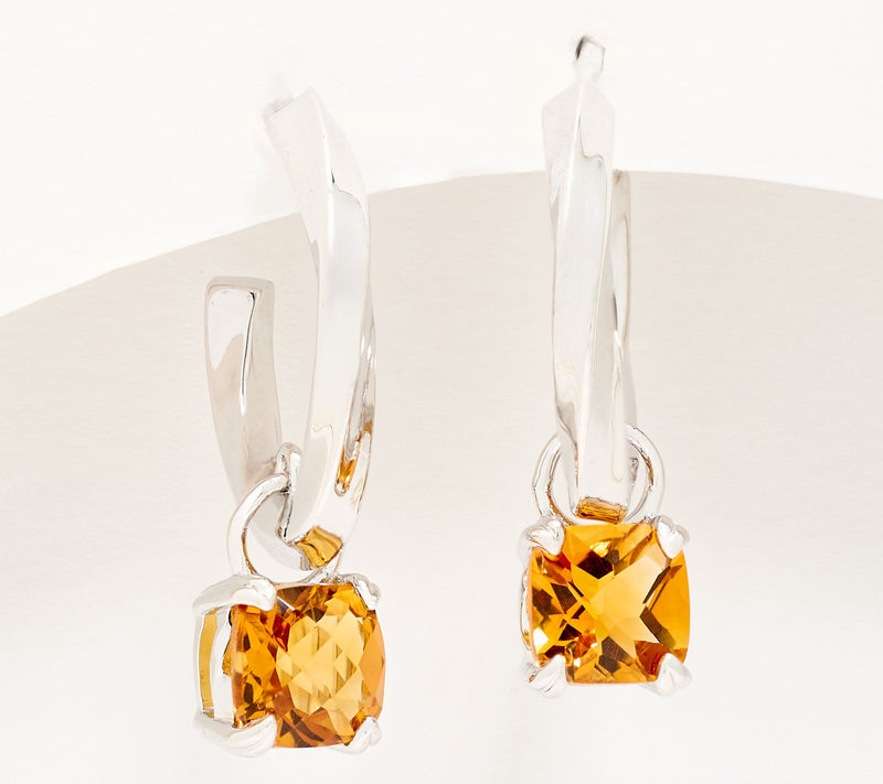 Christian James by Scott Grimes Sterling Ripple Gemstone Drop Hoop Earrings — View 5
