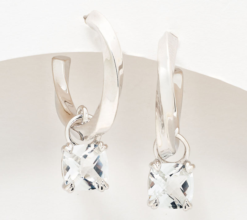 Christian James by Scott Grimes Sterling Ripple Gemstone Drop Hoop Earrings — View 9