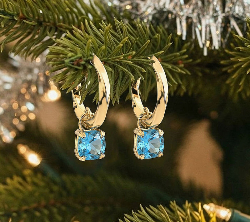 Christian James by Scott Grimes 14K Clad Ripple Gemstone Drop Hoop Earrings — View 11