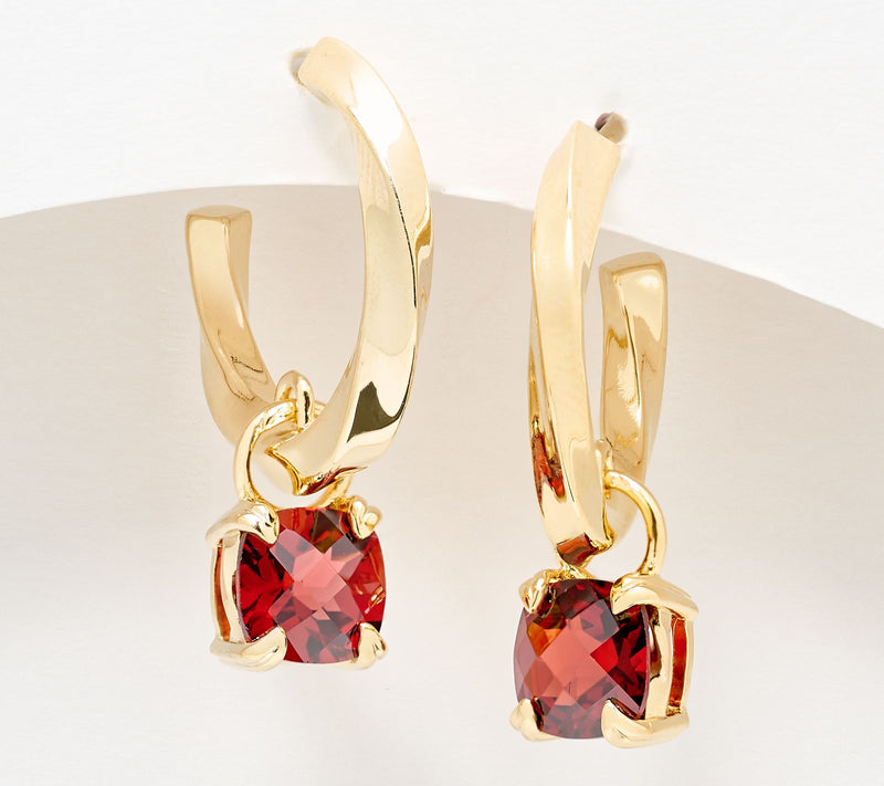 Christian James by Scott Grimes 14K Clad Ripple Gemstone Drop Hoop Earrings — View 3