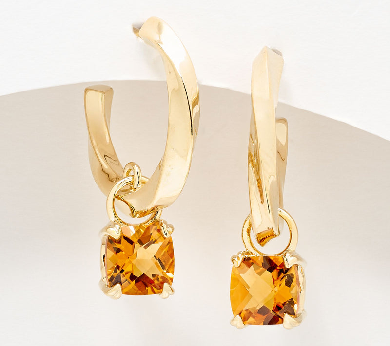 Christian James by Scott Grimes 14K Clad Ripple Gemstone Drop Hoop Earrings — View 5