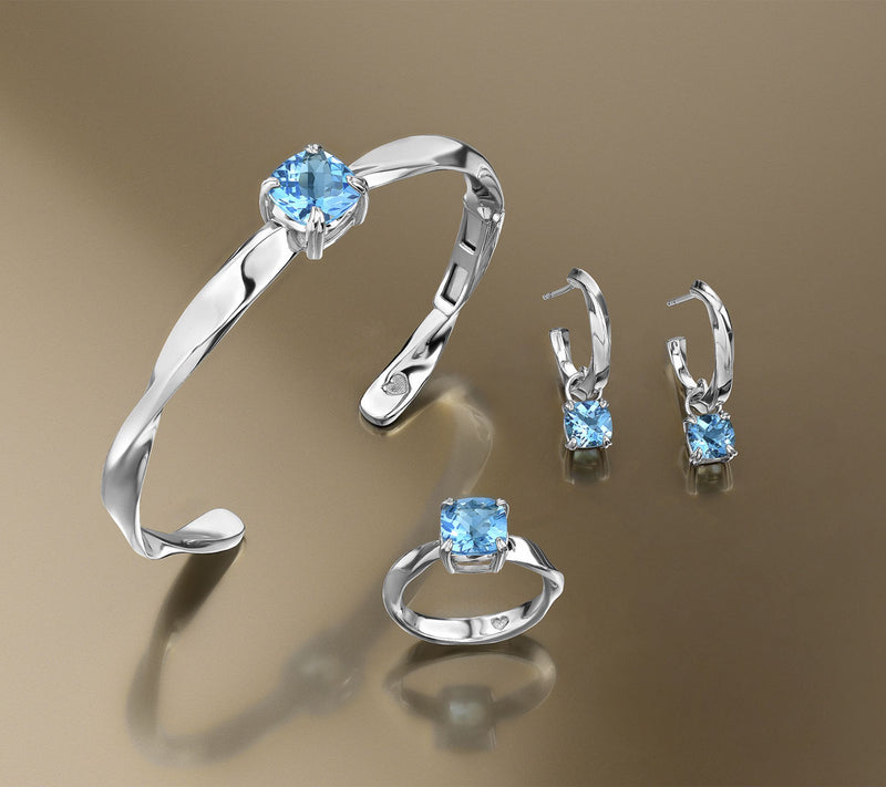 Christian James by Scott Grimes Sterling Ripple Gemstone Cuff Bracelet — View 5