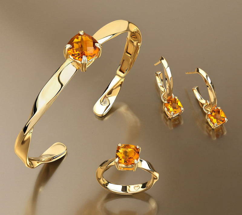 Christian James by Scott Grimes 14K Clad Ripple Gemstone Cuff Bracelet — View 14