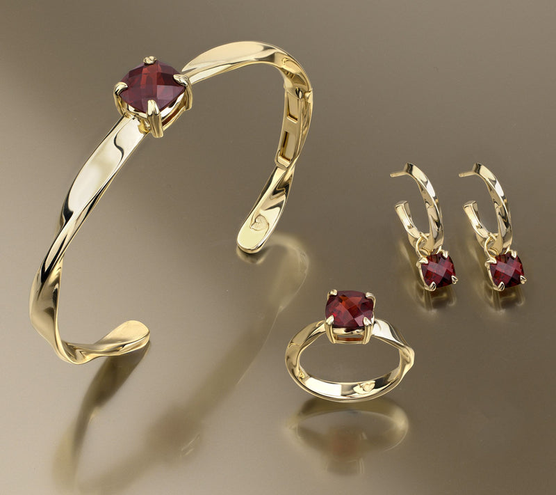 Christian James by Scott Grimes 14K Clad Ripple Gemstone Cuff Bracelet — View 12
