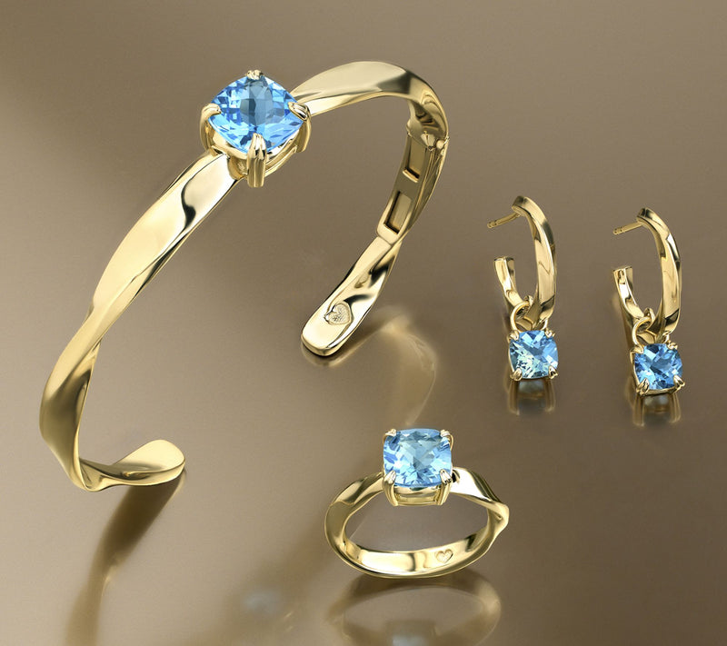 Christian James by Scott Grimes 14K Clad Ripple Gemstone Cuff Bracelet — View 13