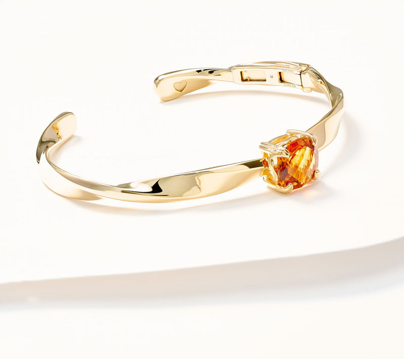 Christian James by Scott Grimes 14K Clad Ripple Gemstone Cuff Bracelet — View 5