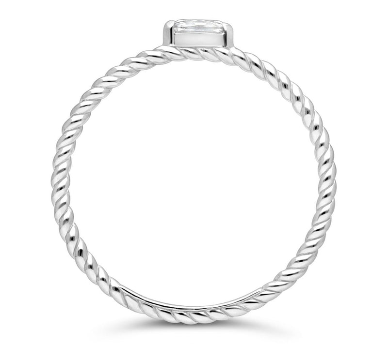 Goddaughters Sterling White Topaz Twist Stackable Ring — View 2