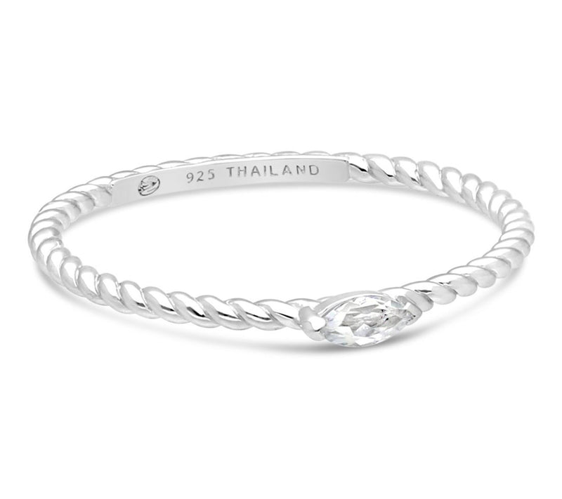 Goddaughters Sterling White Topaz Twist Stackable Ring — Main view