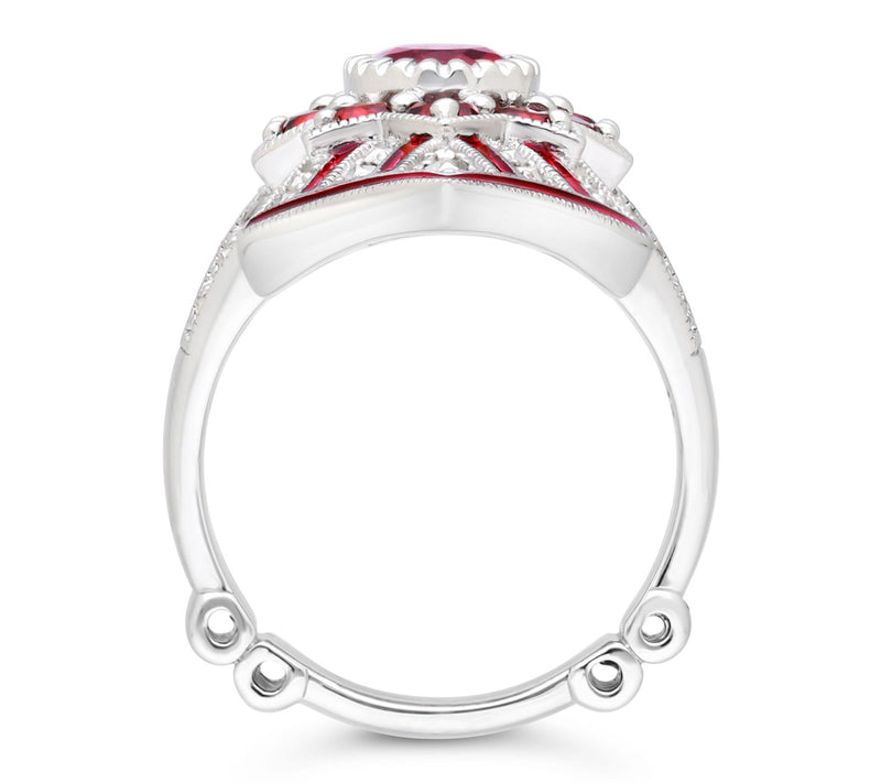 Dallas Prince Sterling Silver Chrome Marcasite& Garnet Ring — View 3