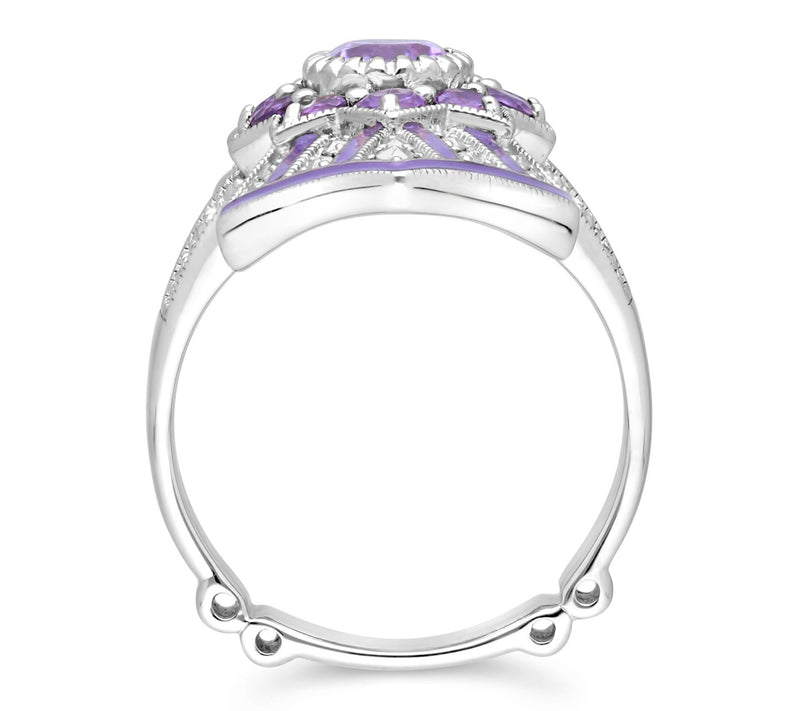 Dallas Prince Sterling Silver Chrome Marcasite& Amethyst Ring — View 3