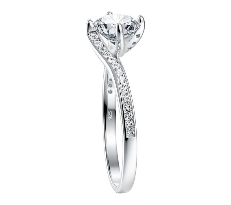 Diamonique 1.10 cttw Solitaire Bypass Ring, Sterling Silver — View 3