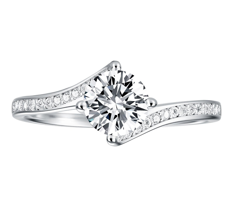 Diamonique 1.10 cttw Solitaire Bypass Ring, Sterling Silver — View 2