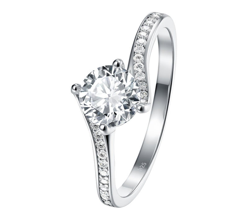 Diamonique 1.10 cttw Solitaire Bypass Ring, Sterling Silver — Main view
