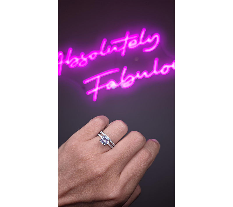 Diamonique 2.75 cttw Solitare w/ Eternity RingSet, Sterling — View 4