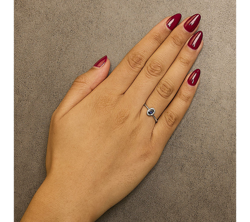 Haus of Brilliance Sapphire & Diamond Halo Ring, 10K Gold — View 4