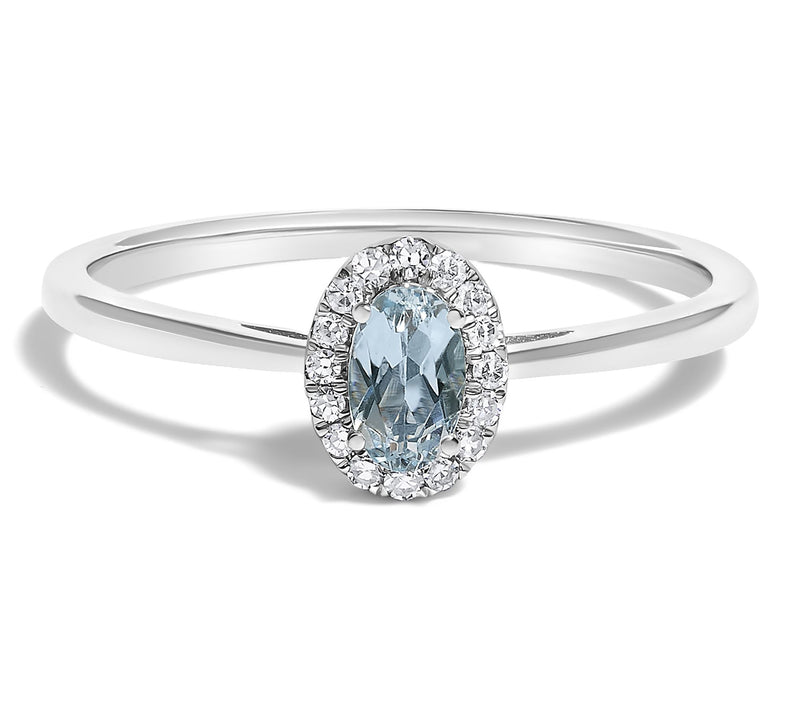 Haus of Brilliance Aquamarine & Diamond Halo Ring, 10K Gold — View 7