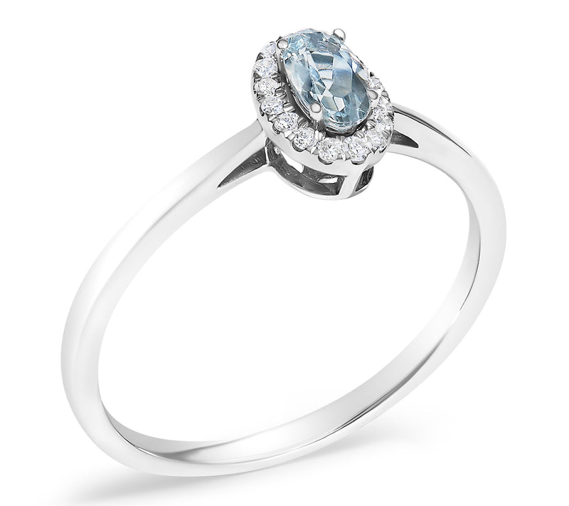 Haus of Brilliance Aquamarine & Diamond Halo Ring, 10K Gold — View 3