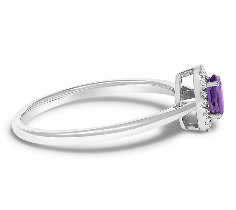 Haus of Brilliance Amethyst & Diamond Halo Ring, 10K Gold — View 2