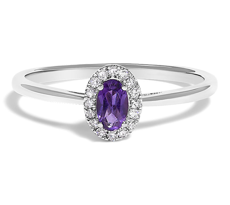 Haus of Brilliance Amethyst & Diamond Halo Ring, 10K Gold — Main view