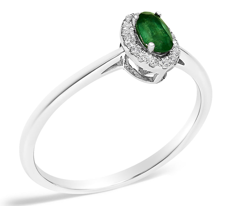 Haus of Brilliance Emerald & Diamond Halo Ring,10K Gold — View 3