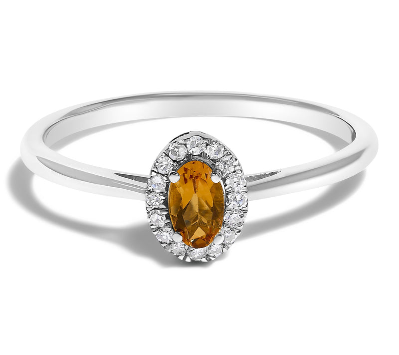 Haus of Brilliance Citrine & Diamond Halo Ring,10K Gold — Main view