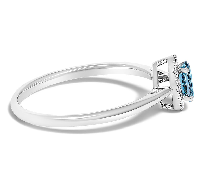 Haus of Brilliance Blue Topaz & Diamond Halo Ring, 10K Gold — View 2