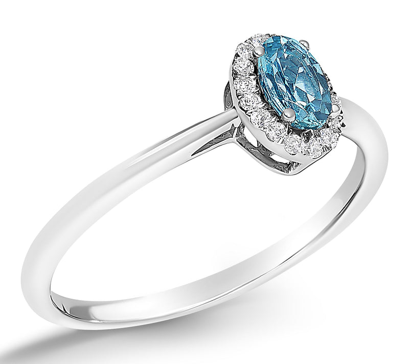 Haus of Brilliance Blue Topaz & Diamond Halo Ring, 10K Gold — View 3