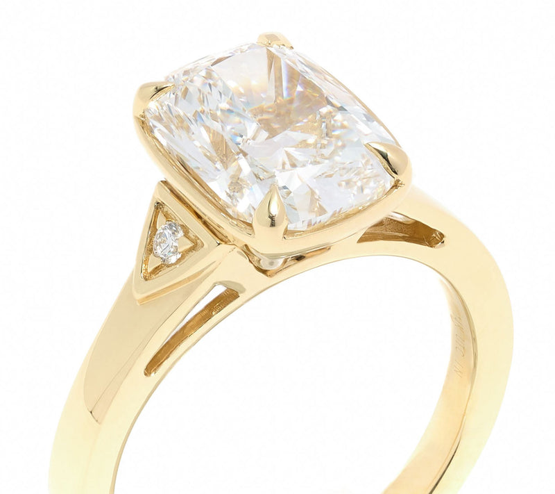 Fire Light Lab Grown Diamond 3.00 Elongated Cushion Cut Ring, 14K Gold — View 6