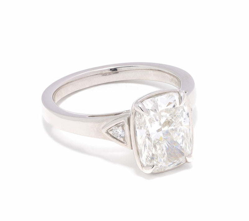 Fire Light Lab Grown Diamond 3.00 Elongated Cushion Cut Ring, 14K Gold — View 3