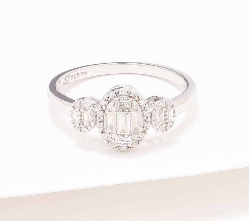 Affinity Diamonds Baguette & Round .30 cttw Ring, Sterling — View 7