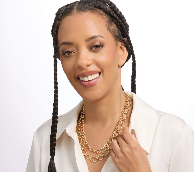 Denim and Co. Double Layer Chain Necklace — View 3