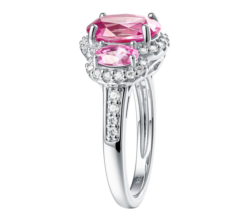 Fire Light Lab Grown Diamond & Pink Sapphire Ring, Sterling — View 5