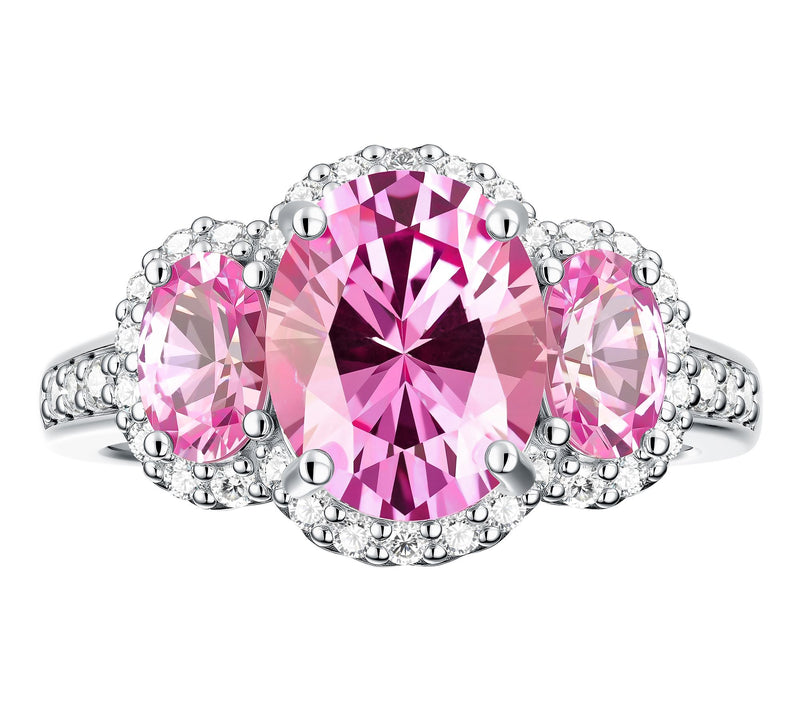 Fire Light Lab Grown Diamond & Pink Sapphire Ring, Sterling — View 4