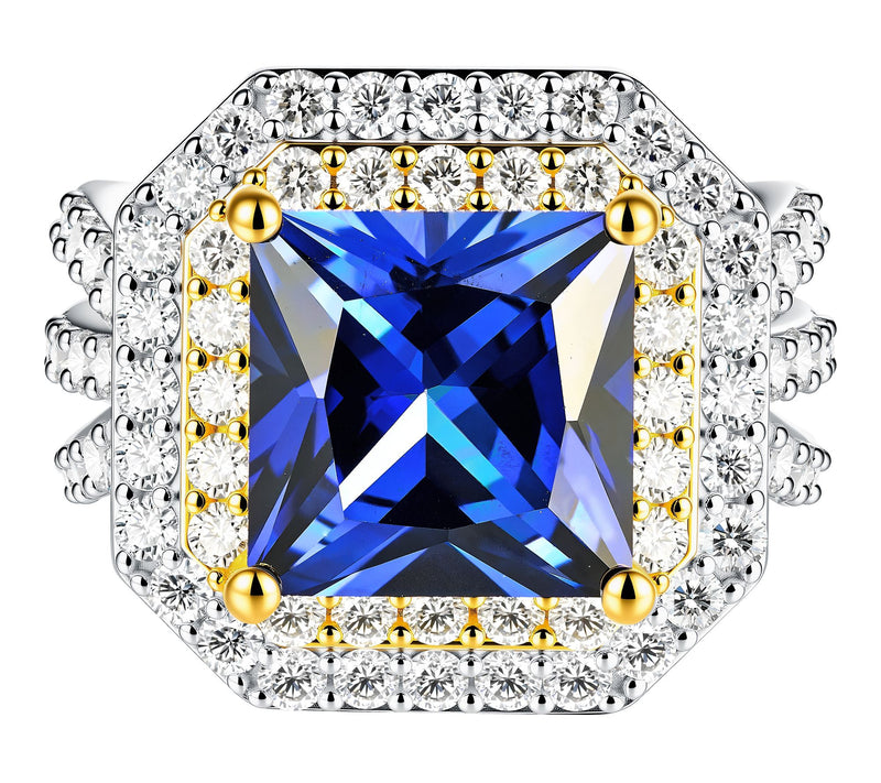 Fire Light Lab Grown Diamond & Blue Sapphire Ring, Sterling — View 2